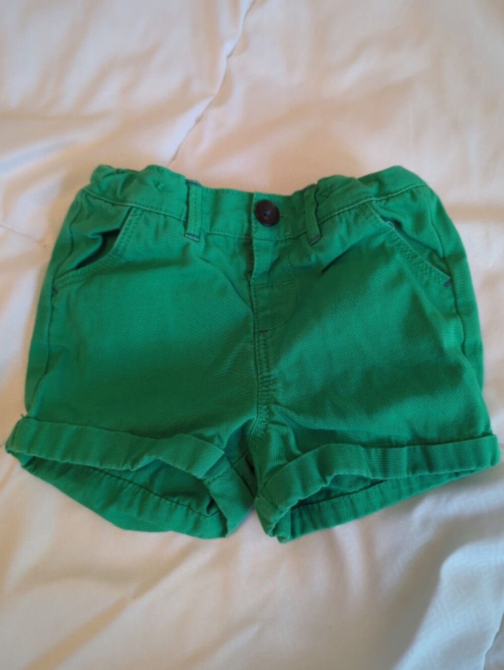 Baby Boden Bright Green Roll-Cuff Shorts 3-6 Months